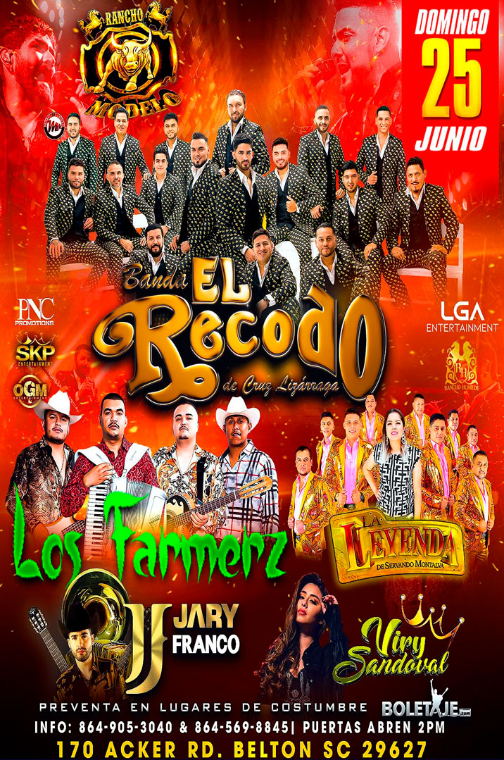 Banda el Recodo, Los Farmerz, Jary Franco, La Leyenda y Viry Sandoval